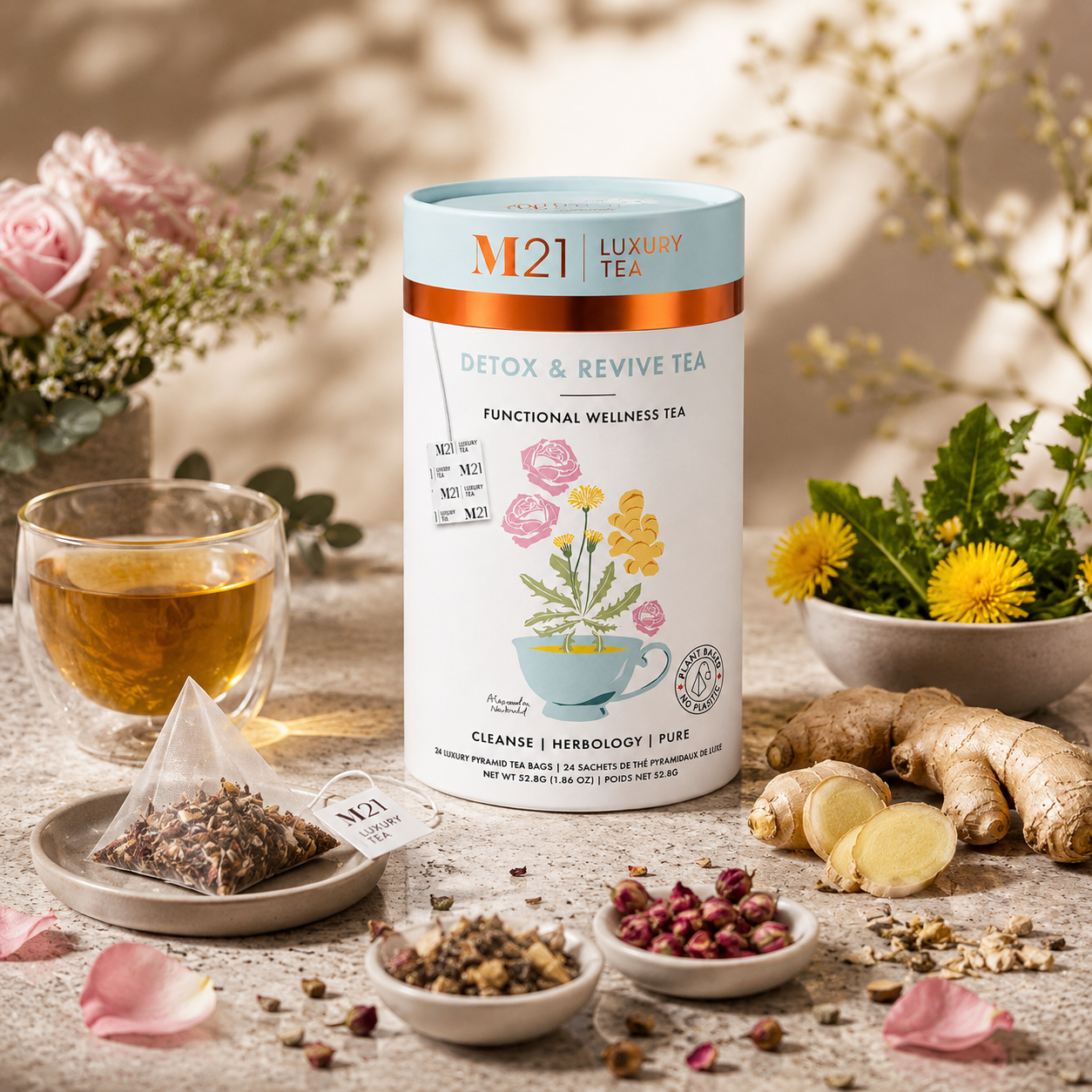 Detox and Revive Luxury Herbal tea | Canadian | 24ct DC-Tega Tea