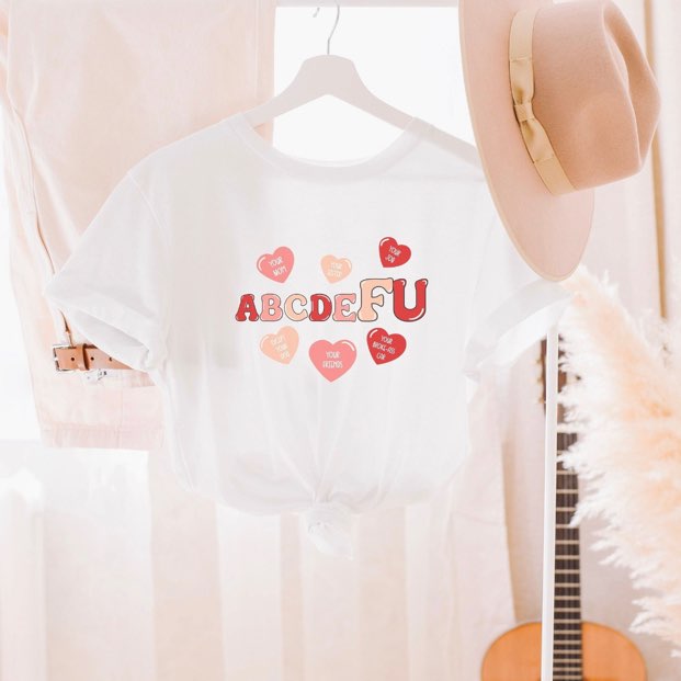 abcdeFU w/ 6 Red & Pink Hearts - Design 1 DC-Blonde Tees