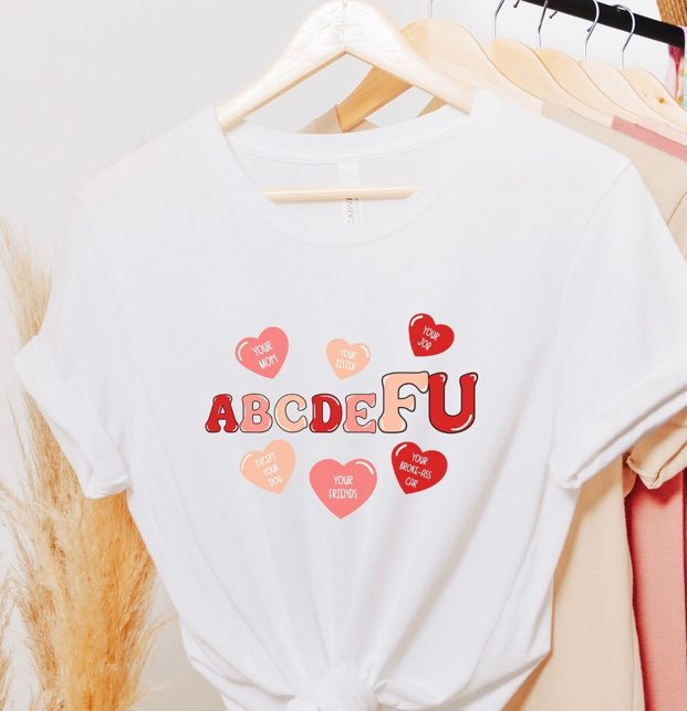 abcdeFU w/ 6 Red & Pink Hearts - Design 1 DC-Blonde Tees