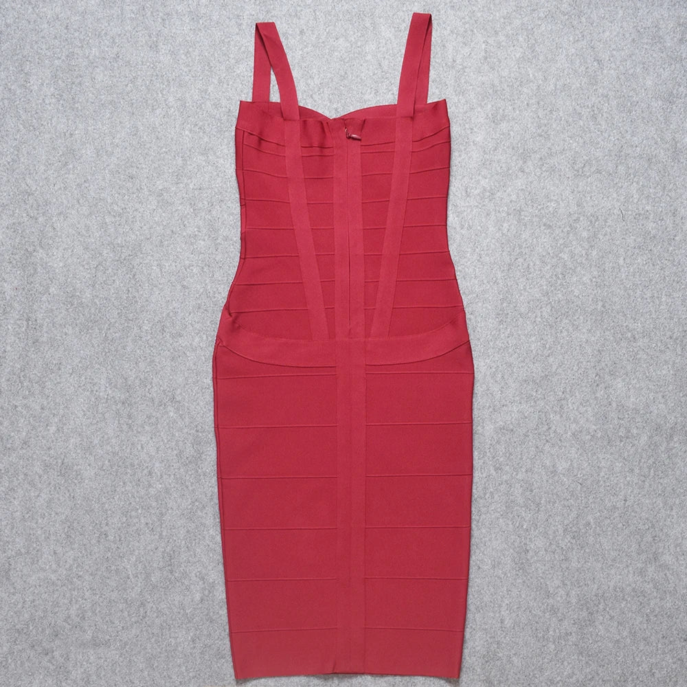 BEAUKEY Vintage Sexy Red Long Bandage Wedding Evening Dress Women 2023 Bodycon Club Knitted Party Pink Dress Birthday Vestidos EVERYDAY ESSENTIALS