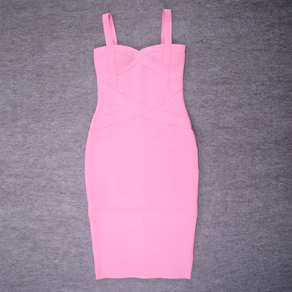 BEAUKEY Vintage Sexy Red Long Bandage Wedding Evening Dress Women 2023 Bodycon Club Knitted Party Pink Dress Birthday Vestidos EVERYDAY ESSENTIALS
