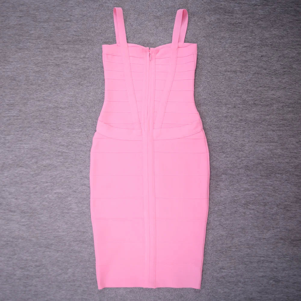 BEAUKEY Vintage Sexy Red Long Bandage Wedding Evening Dress Women 2023 Bodycon Club Knitted Party Pink Dress Birthday Vestidos EVERYDAY ESSENTIALS
