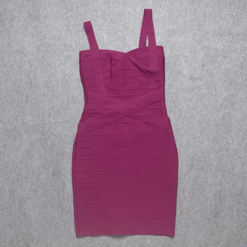 HQBORY Classic Mini Bandage Dress Bodycon Strap Mini Pencil Slim Party Dress Vestidos Quality Fuchsia Pink Dress EVERYDAY ESSENTIALS