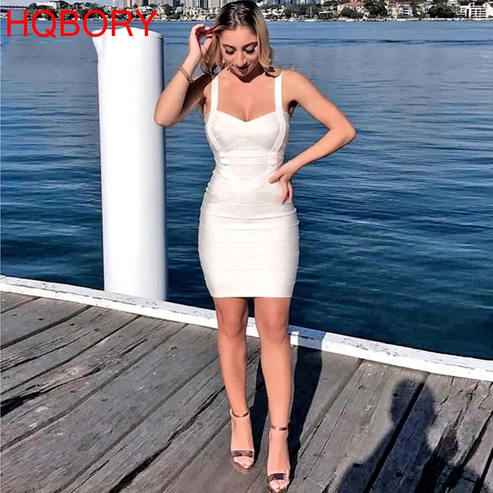HQBORY Classic Mini Bandage Dress Bodycon Strap Mini Pencil Slim Party Dress Vestidos Quality Fuchsia Pink Dress EVERYDAY ESSENTIALS