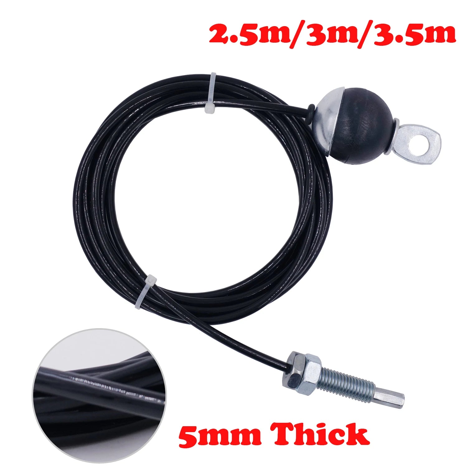 2.5m/3m/3.5m Black Gym Steel Cable Wire Rope 5mm Heavy Duty Parts Accessories for Lifting Training Pulley Home Fitness Equipment Everyday Essentials