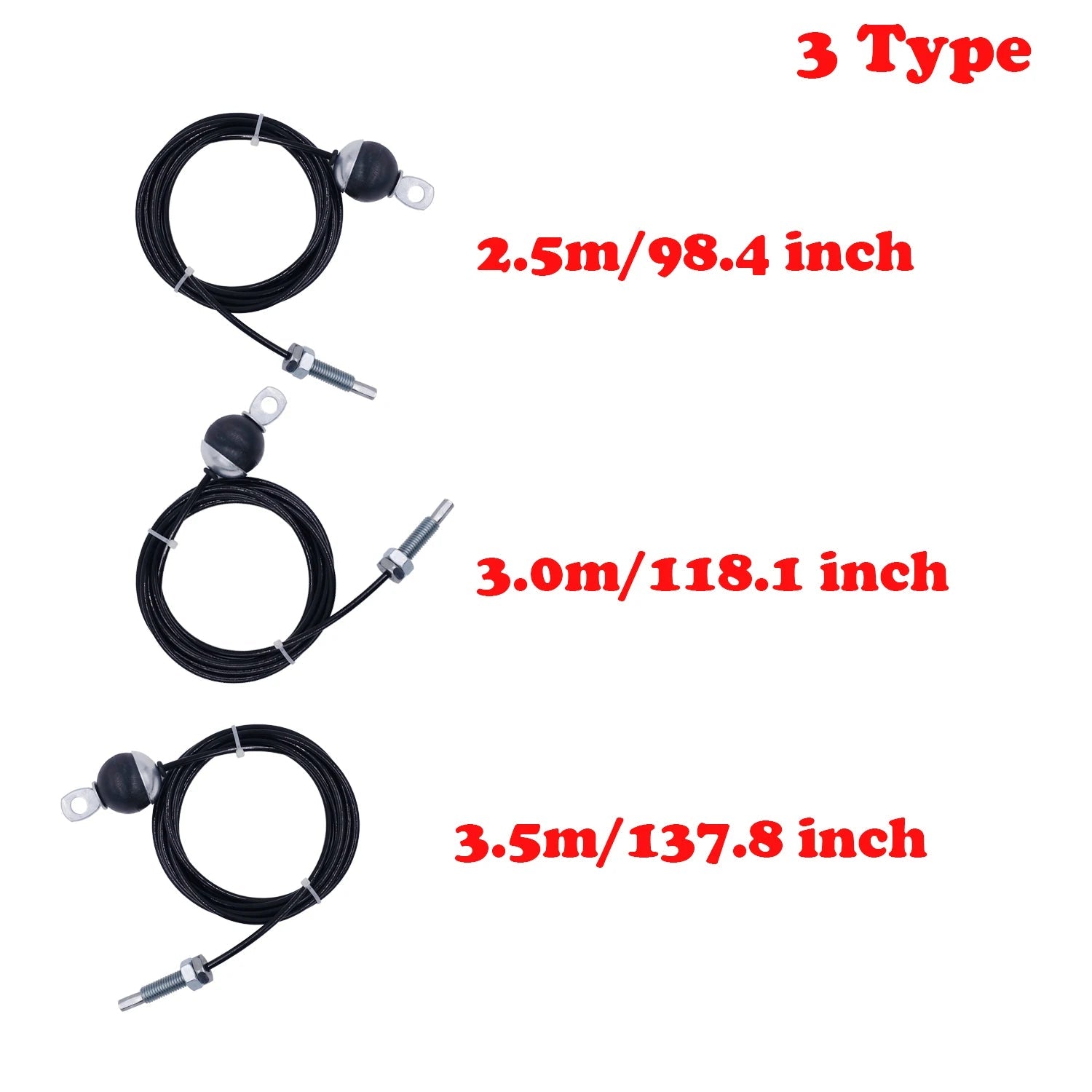 2.5m/3m/3.5m Black Gym Steel Cable Wire Rope 5mm Heavy Duty Parts Accessories for Lifting Training Pulley Home Fitness Equipment Everyday Essentials