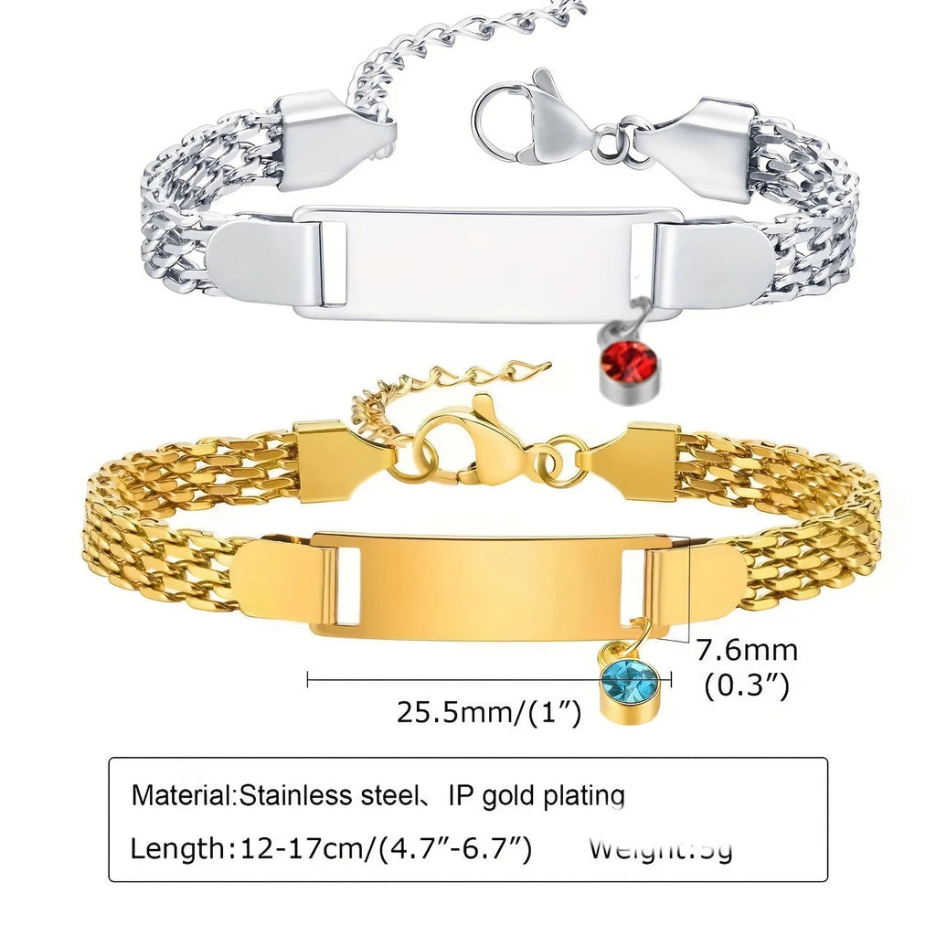 SQ Personalized Text Laser Engraving Name Birthday Date Adjustable Chain Stainless Steel 24K Gold Plated Wrap Bracelet Islam EVERYDAY ESSENTIALS
