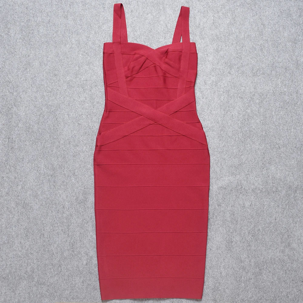 BEAUKEY Vintage Sexy Red Long Bandage Wedding Evening Dress Women 2023 Bodycon Club Knitted Party Pink Dress Birthday Vestidos EVERYDAY ESSENTIALS
