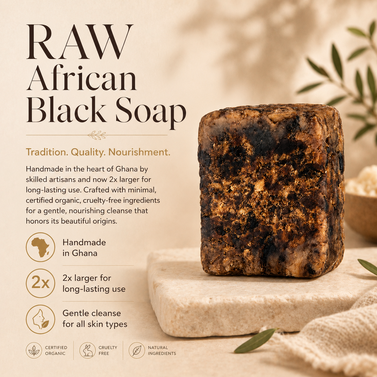 RAW African Black Soap Timeless Organics Skin Care