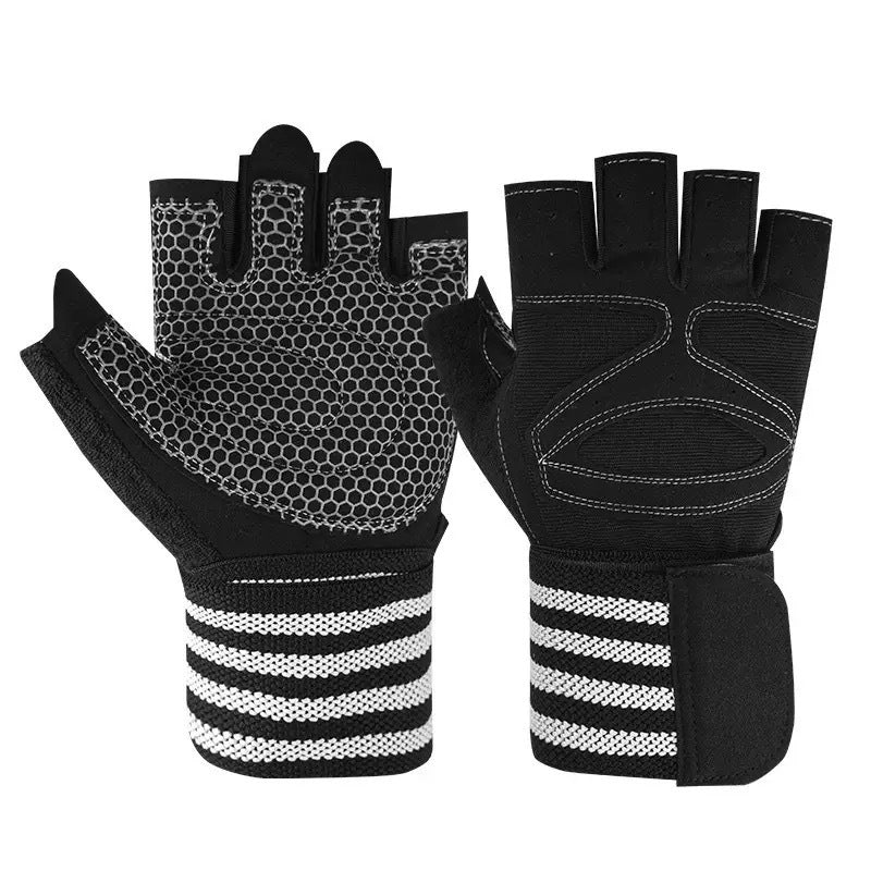 Fitness Gloves Half-Finger Men's and Women's Non-Slip Breathable Summer Weightlifting Hand Guards Dumbbell Equipment Training Long Wrist Cycling Gloves EVERYDAY ESSENTIALS
