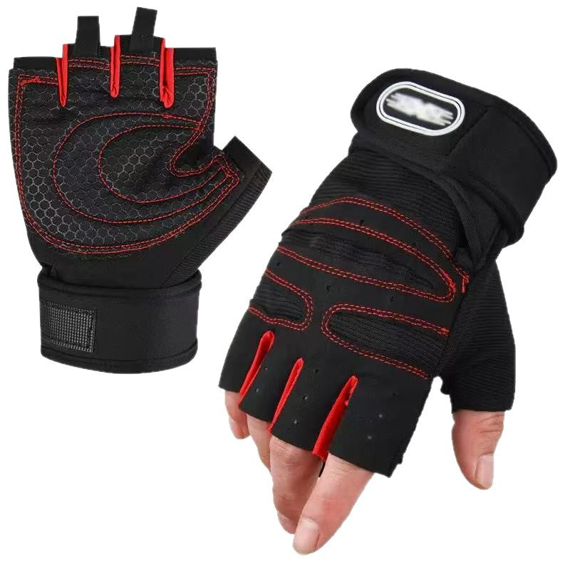 Fitness Gloves Half-Finger Men's and Women's Non-Slip Breathable Summer Weightlifting Hand Guards Dumbbell Equipment Training Long Wrist Cycling Gloves EVERYDAY ESSENTIALS