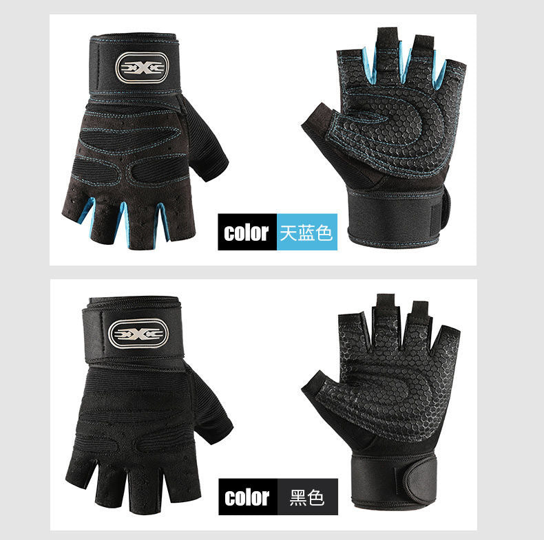 Fitness Gloves Half-Finger Men's and Women's Non-Slip Breathable Summer Weightlifting Hand Guards Dumbbell Equipment Training Long Wrist Cycling Gloves EVERYDAY ESSENTIALS