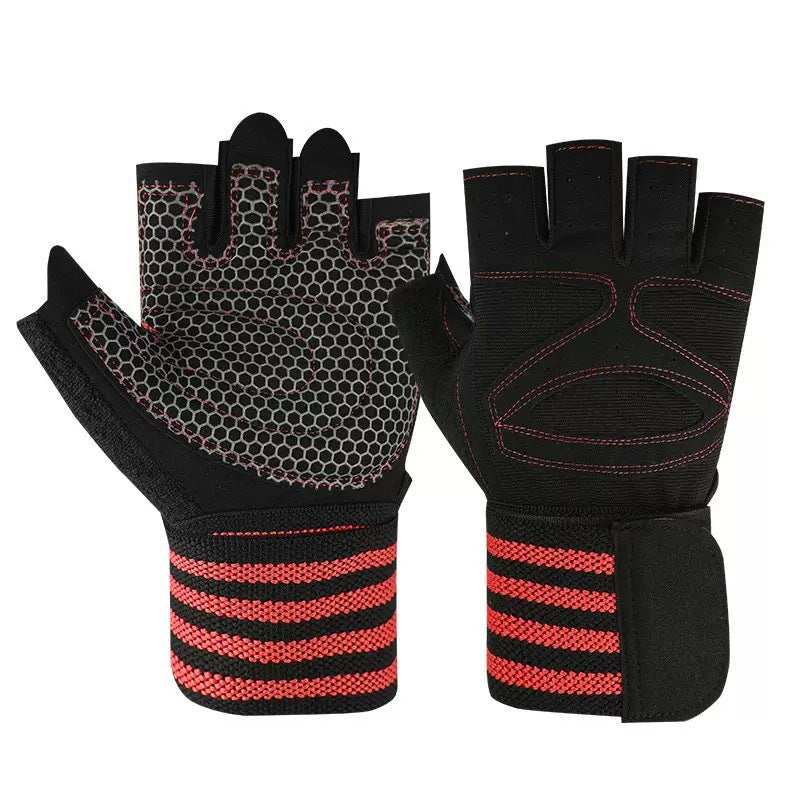 Fitness Gloves Half-Finger Men's and Women's Non-Slip Breathable Summer Weightlifting Hand Guards Dumbbell Equipment Training Long Wrist Cycling Gloves EVERYDAY ESSENTIALS