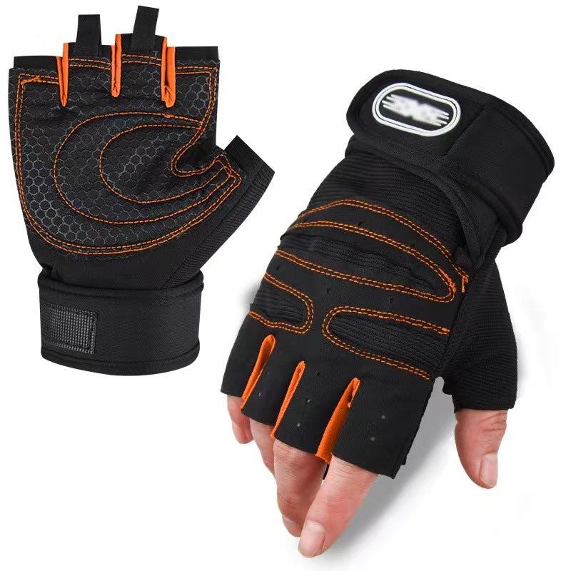 Fitness Gloves Half-Finger Men's and Women's Non-Slip Breathable Summer Weightlifting Hand Guards Dumbbell Equipment Training Long Wrist Cycling Gloves EVERYDAY ESSENTIALS
