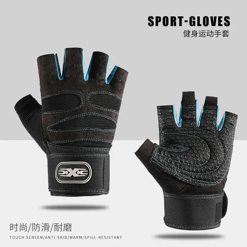 Fitness Gloves Half-Finger Men's and Women's Non-Slip Breathable Summer Weightlifting Hand Guards Dumbbell Equipment Training Long Wrist Cycling Gloves EVERYDAY ESSENTIALS