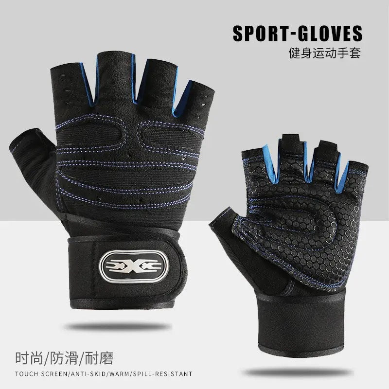 Fitness Gloves Half-Finger Men's and Women's Non-Slip Breathable Summer Weightlifting Hand Guards Dumbbell Equipment Training Long Wrist Cycling Gloves EVERYDAY ESSENTIALS