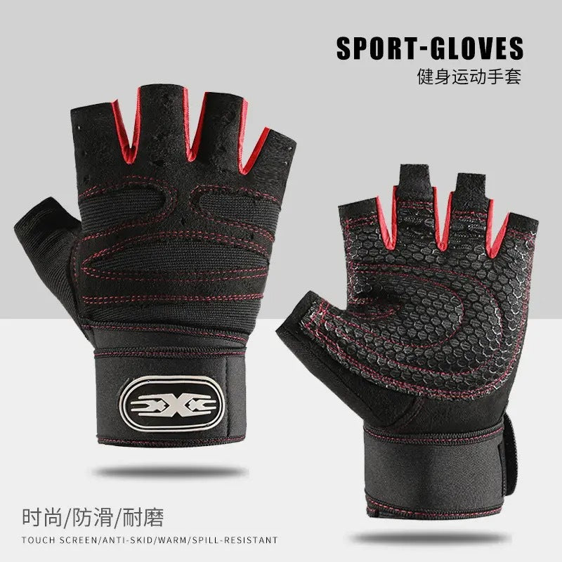Fitness Gloves Half-Finger Men's and Women's Non-Slip Breathable Summer Weightlifting Hand Guards Dumbbell Equipment Training Long Wrist Cycling Gloves EVERYDAY ESSENTIALS