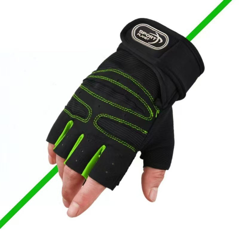 Fitness Gloves Half-Finger Men's and Women's Non-Slip Breathable Summer Weightlifting Hand Guards Dumbbell Equipment Training Long Wrist Cycling Gloves EVERYDAY ESSENTIALS