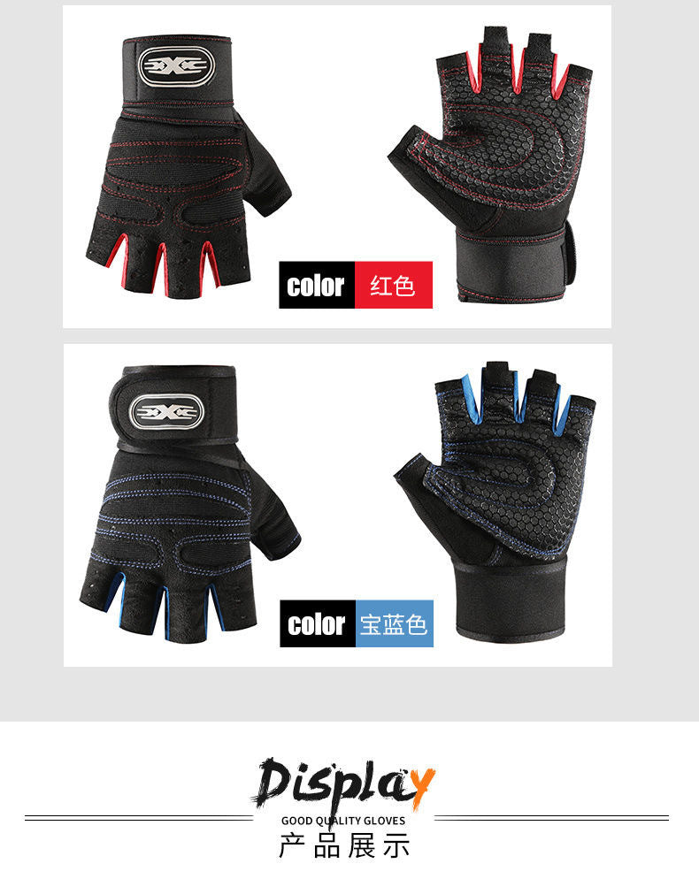 Fitness Gloves Half-Finger Men's and Women's Non-Slip Breathable Summer Weightlifting Hand Guards Dumbbell Equipment Training Long Wrist Cycling Gloves EVERYDAY ESSENTIALS