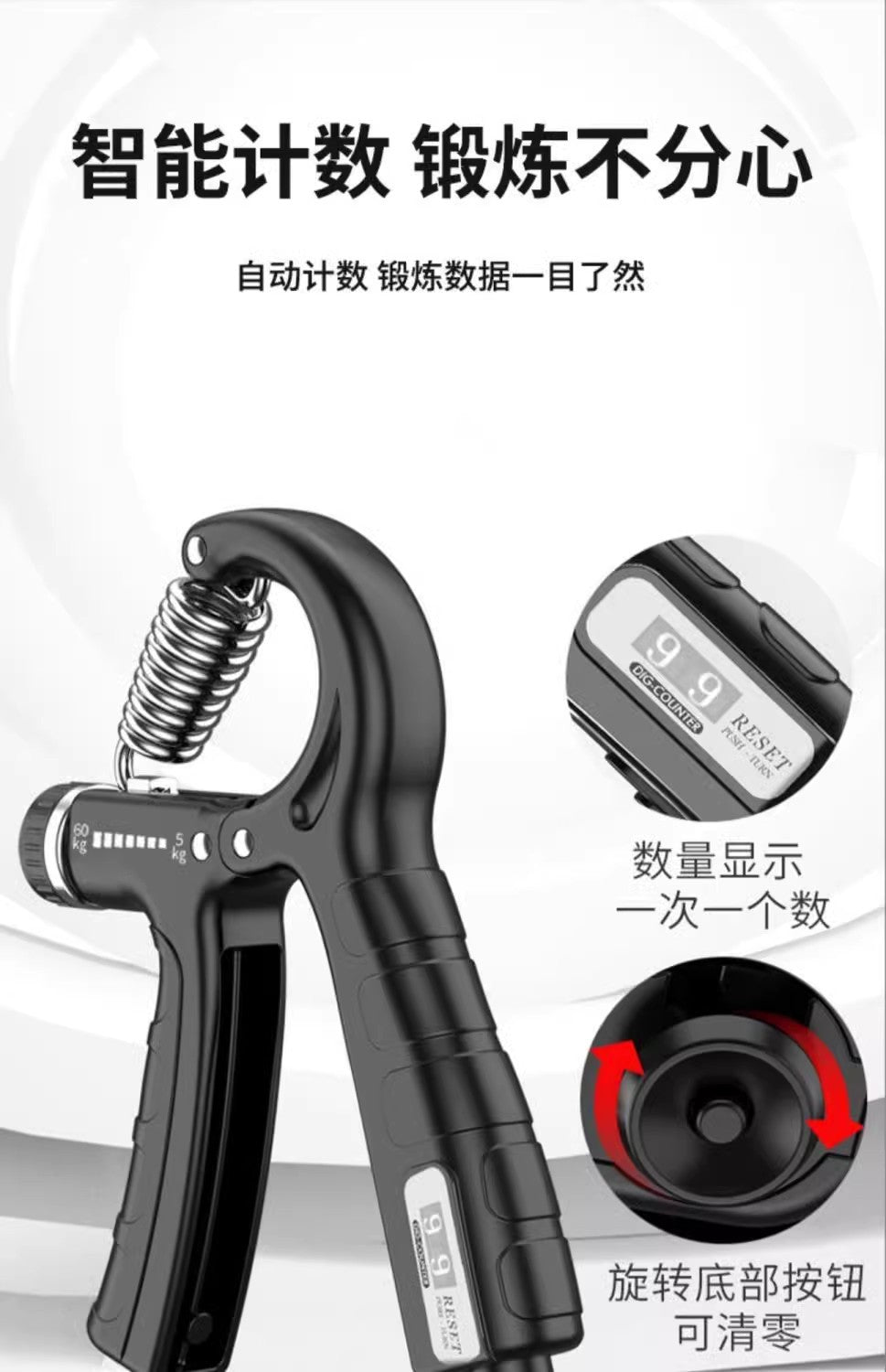 Adjustable grip 5-100kg arm training men's professional fitness equipment students finger rehabilitation training forging EVERYDAY ESSENTIALS