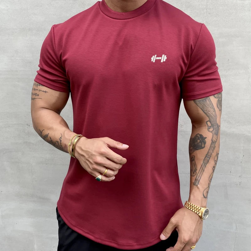 Summer Cotton t Shirt Men Short Sleeve t-Shirt Fitness Gym t-Shirts Training Sport Tee Shirts Fashion Casual Tops Man Clothing Everyday Essentials