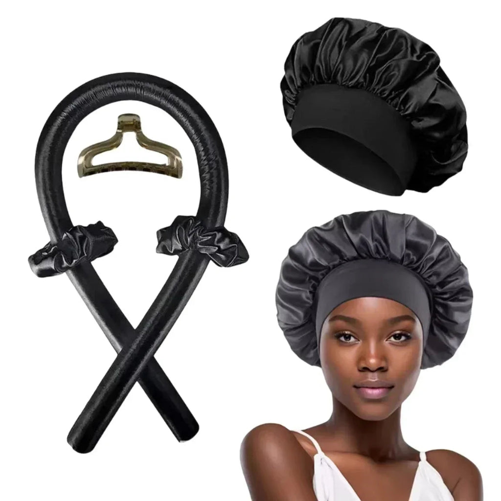 Heatless Curling Rod Set Satin Nightcap for Women No Heat Hair Rollers Sleeping Soft Headband Styling Tool Lazy Curls EVERYDAY ESSENTIALS