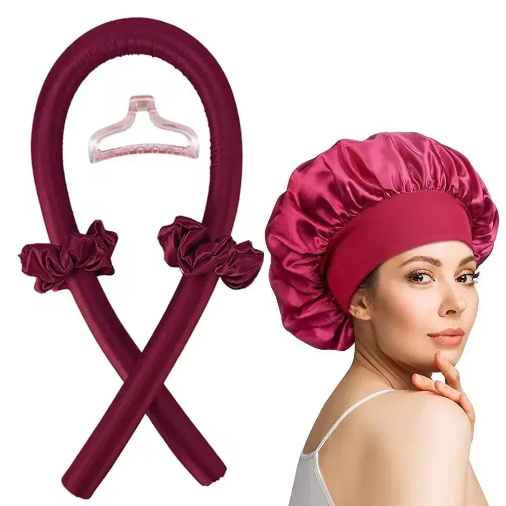 Heatless Curling Rod Set Satin Nightcap for Women No Heat Hair Rollers Sleeping Soft Headband Styling Tool Lazy Curls EVERYDAY ESSENTIALS