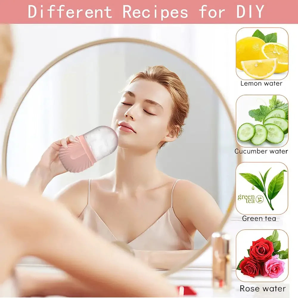 Ice Face Roller Facial Skincare Ice Roller Set, Stainless Steel Facial Roller Gua Sha Face Tool Face Massage Roller Mold Cube EVERYDAY ESSENTIALS