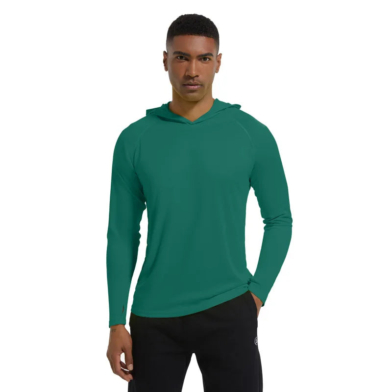 Men Upf 50+ Sun Protection t-Shirts Long Sleeve t-Shirt Casual Tops Male Quick Dry Gym Running Tee Shirts With Hood Man Clothing Everyday Essentials