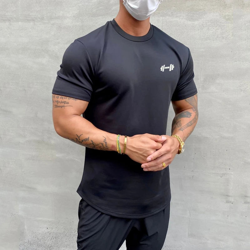 Summer Cotton t Shirt Men Short Sleeve t-Shirt Fitness Gym t-Shirts Training Sport Tee Shirts Fashion Casual Tops Man Clothing Everyday Essentials