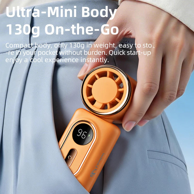 Portable Mini Fan Handheld Small Fan 5 Speed 3000mAh USB Rechargeable LED Display 180° Rotatable Clip Cooling Turbo Fans EVERYDAY ESSENTIALS