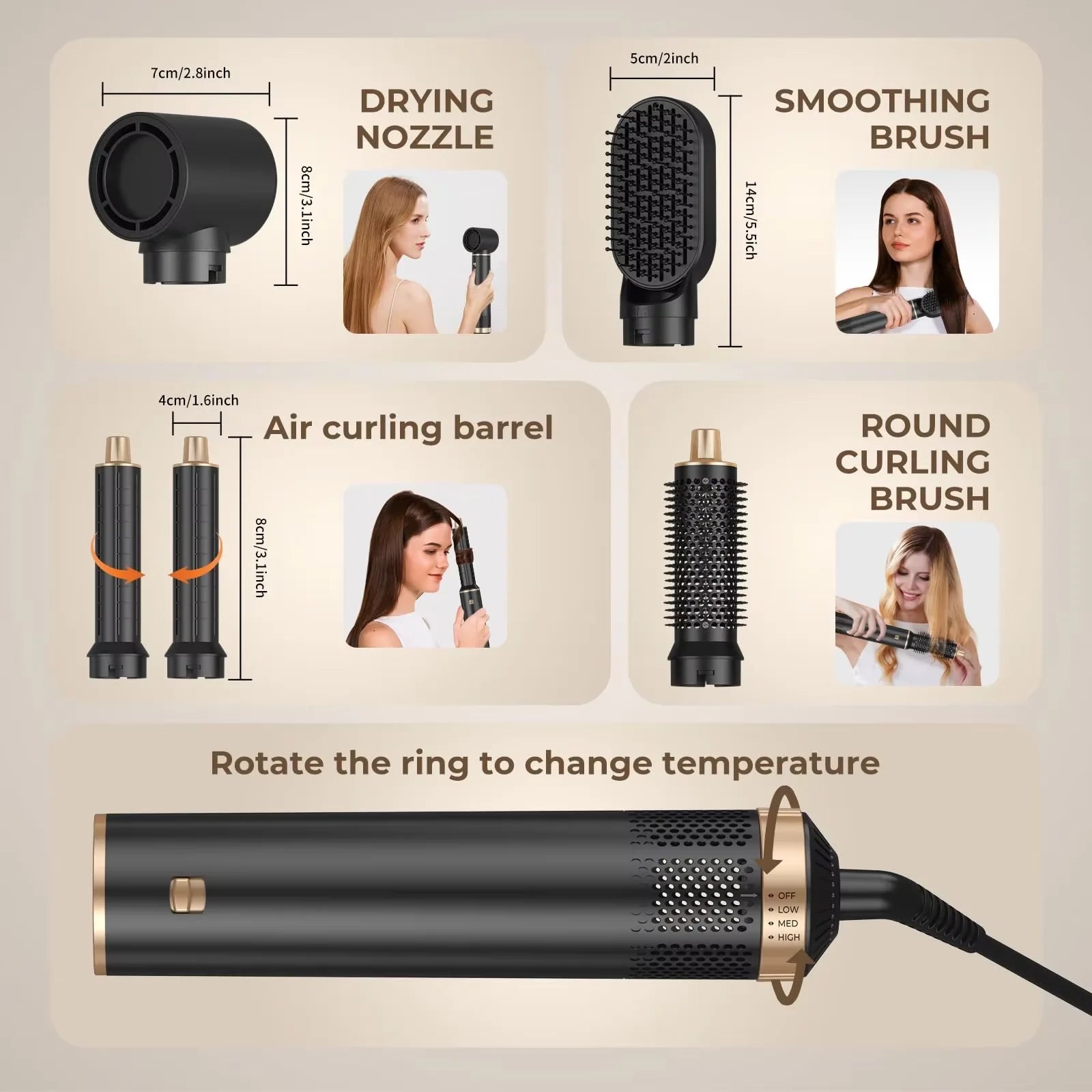 Multi-In-One Hair Dryer Styler, Hot Air Comb, Detachable Brush, Straightening & Curling Dual-Use, Household Hair Styling Tool EVERYDAY ESSENTIALS