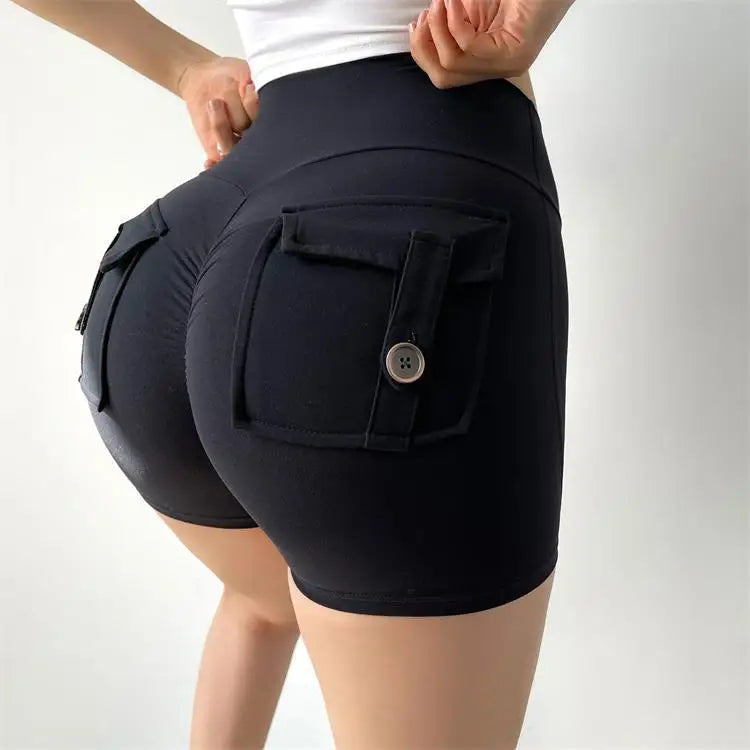 TRY TO BN Women's Sports Shorts with Pockets Butt Lifting High Waist Booty Scrunch Gym Workout Running Biker Yoga Fitness Shorts Everyday Essentials