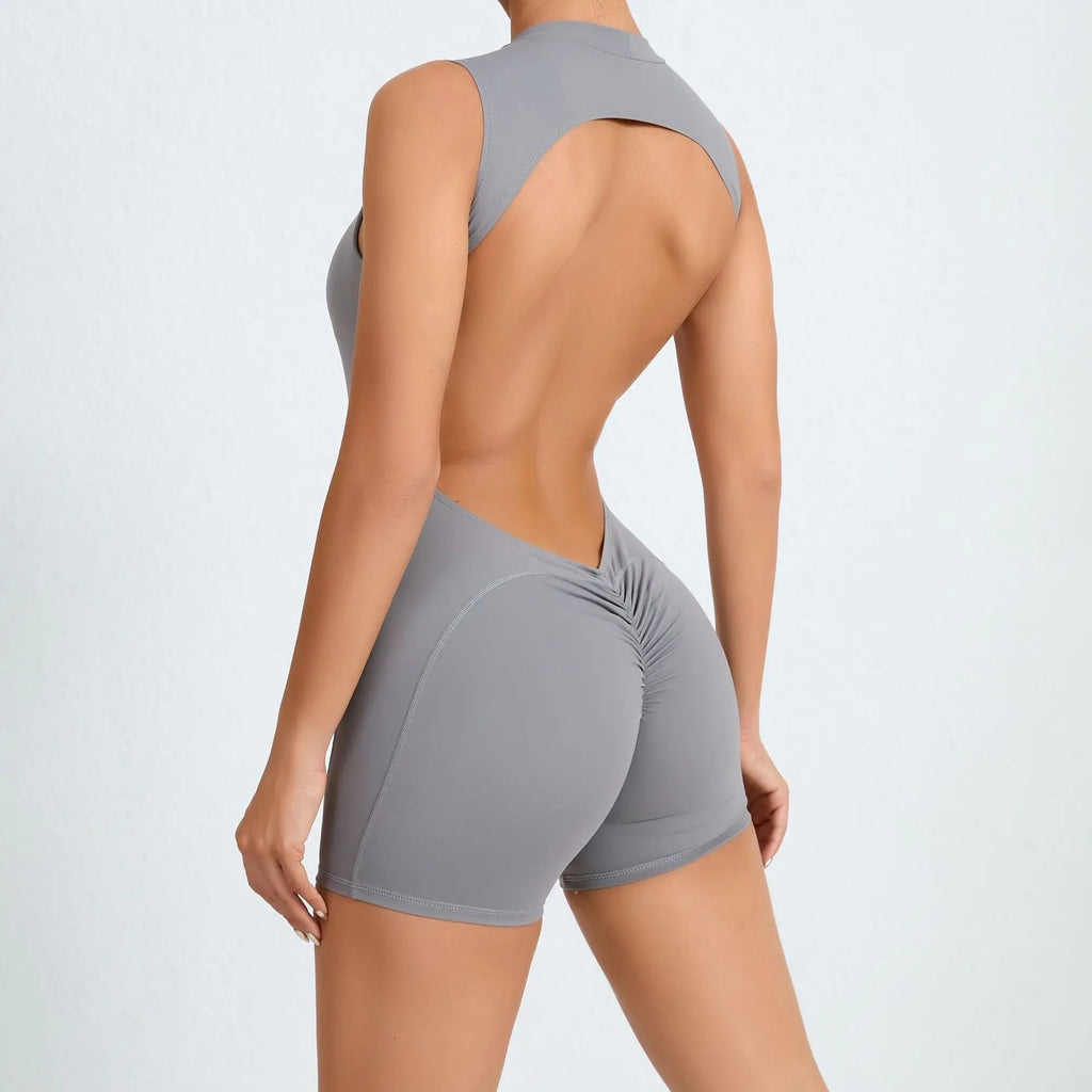 Sexy Hollow Scrunch Bodycon Short Jumpsuit Playsuit Raises Butt Women Monkeys Sleeveless Fitness Yoga Overalls Gym Women Romper Everyday Essentials