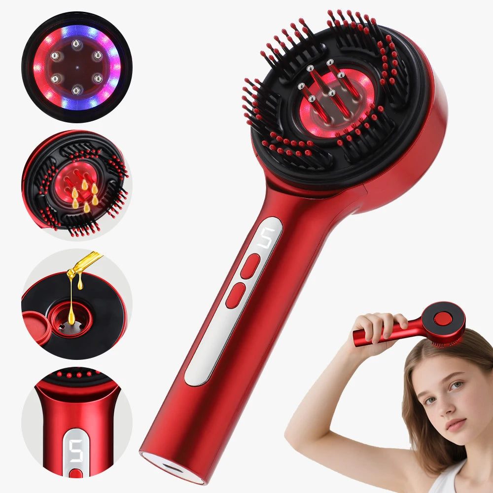 Electric Vibration Massage Comb Portable Hair Follicle Comb Scalp Oil Liquid Applicator Head Massager Hair Growth Anti Loss Care EVERYDAY ESSENTIALS