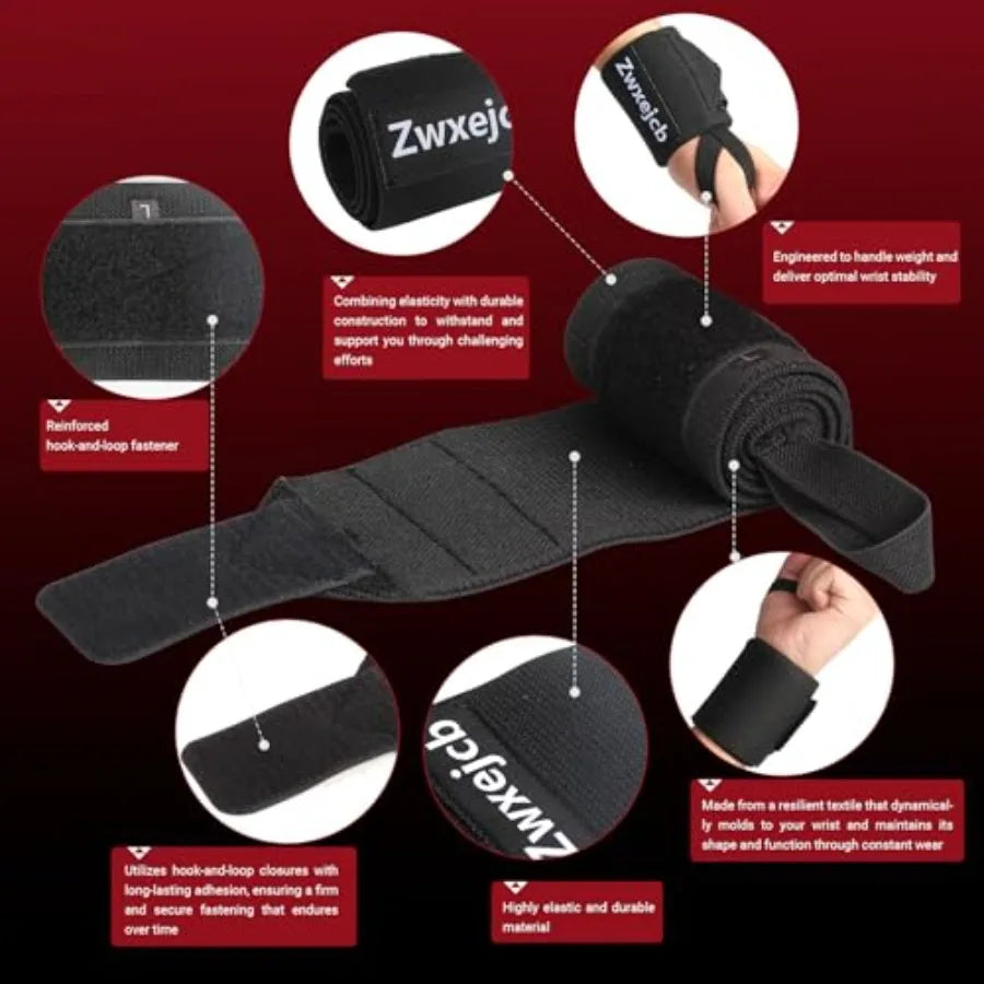 Weightlifting Wrist Wraps - Heavy-Duty Support for Gym Bench Press and Pushups Premium Polyester Nylon Wrist Straps for Maximum Everyday Essentials