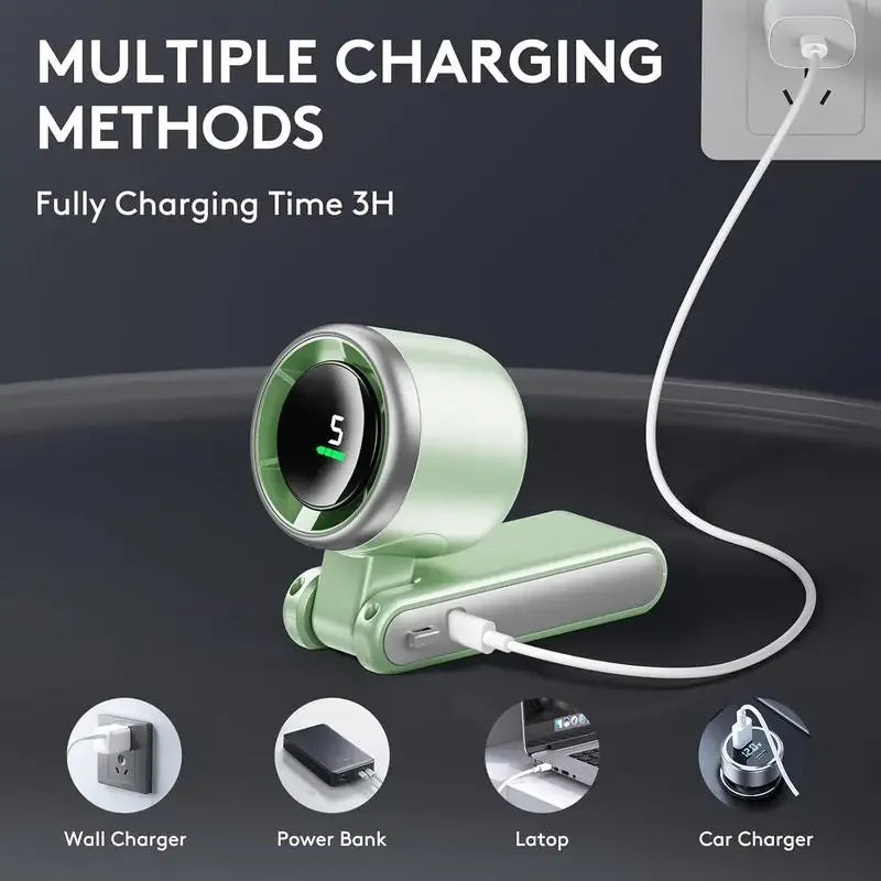 3-in-1 Fan, 5-speed, 3600mAh Rechargeable Lithium Battery, USB Charging, Travel Mini Fan Everyday Essentials