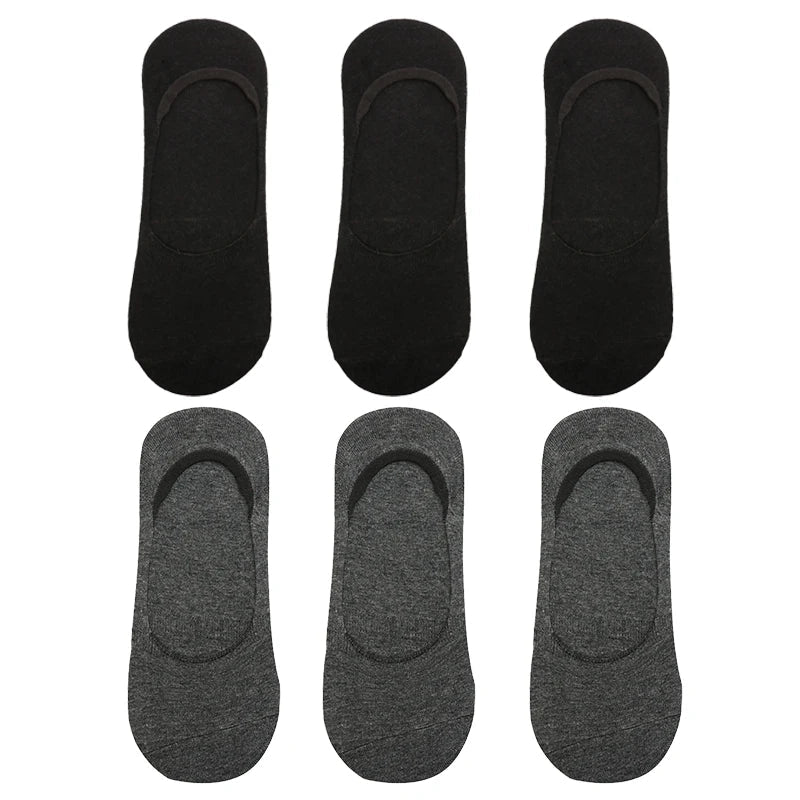 6 Pairs/Lot Men's Bamboo Breathable Invisible Socks Low Cut Casual Cotton Boat Non-Slip No Show High Quality Sock EVERYDAY ESSENTIALS