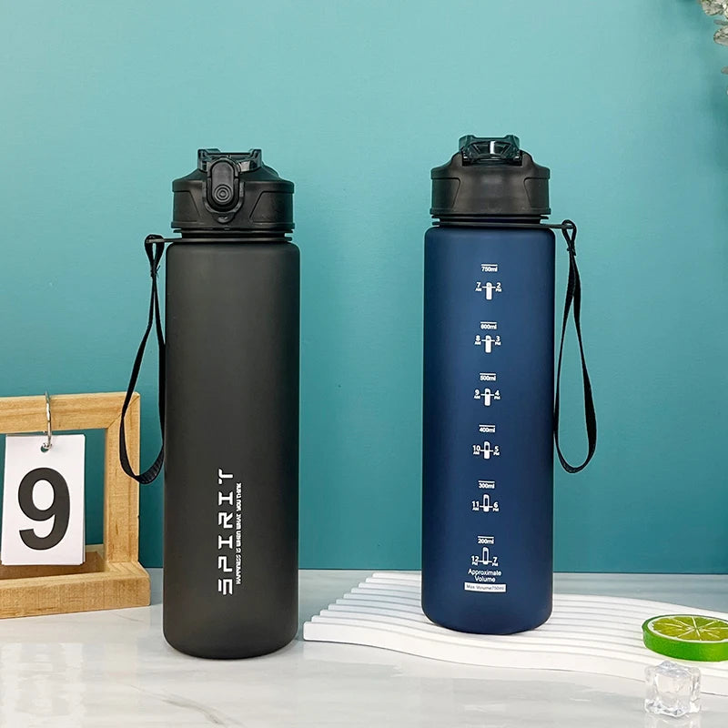 750ml Water Bottle with Straw Time Marker Large Capacity Motivational Plastic Water Jug for Gym Travel Outdoor Sports Reusable Everyday Essentials