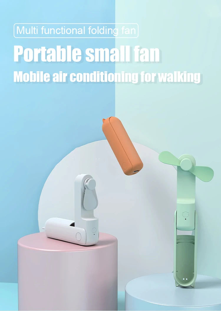 Foldable Small Fan Portable and high-power Hand Held Portable Mini Fan Rechargeable Hand USB Charge Fan Everyday Essentials