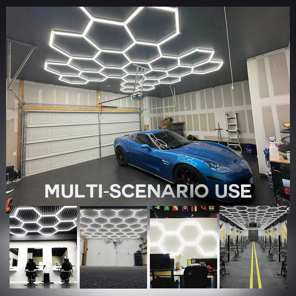 Large Size Hexagon LED Lighting for Garage Car Repair Wash Detailing Workshop Gym Barbershop Honeycomb LED Tube Ceiling Light Everyday Essentials