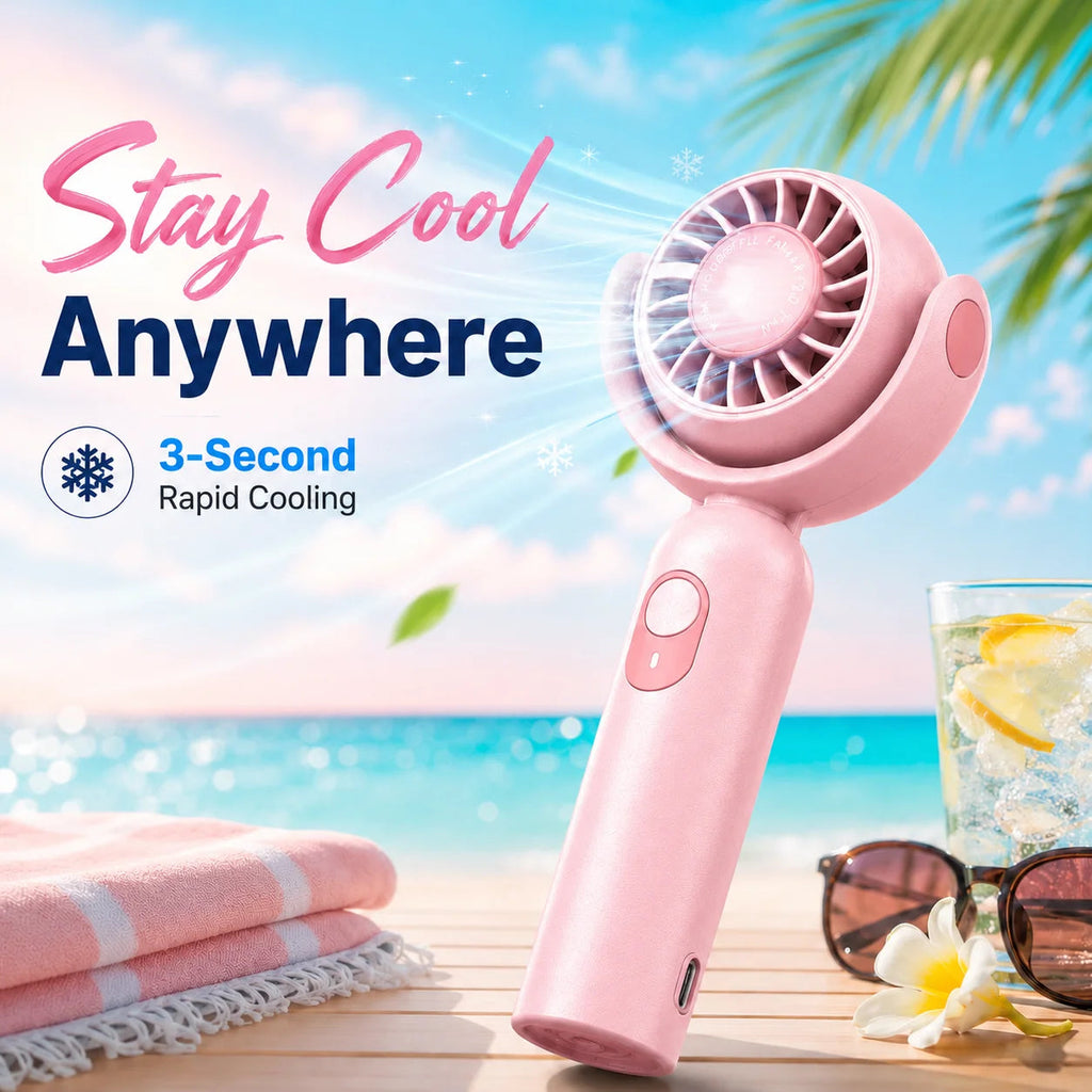Portable Handheld Fan, Foldable Turbo Mini Fan with Strong Wind, Ultra Quiet Personal Cooling for Travel Office Outdoor, Cherry Blossom Pink EVERYDAY ESSENTIALS