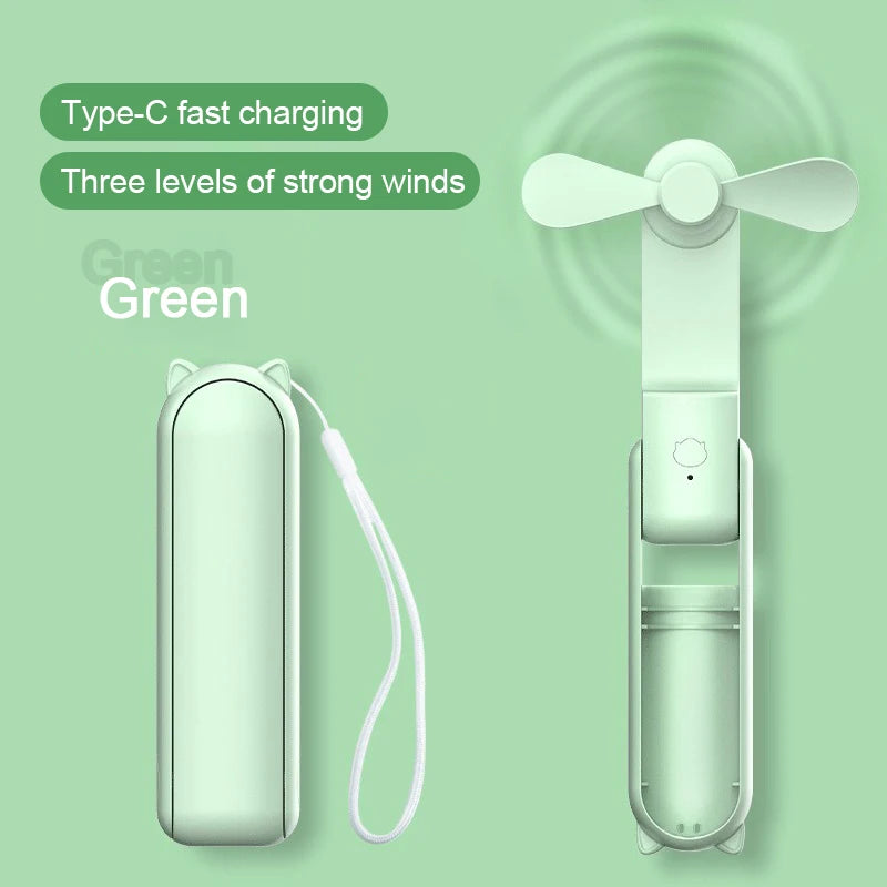 Foldable Small Fan Portable and high-power Hand Held Portable Mini Fan Rechargeable Hand USB Charge Fan Everyday Essentials