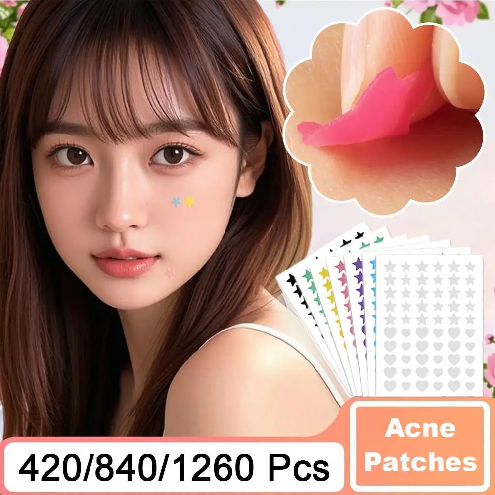 420-1260PC New Colorful Pimple Patch Acne Patches Cute Star Shaped Acne Treatment Stickers Covering Zits Blemishes EVERYDAY ESSENTIALS