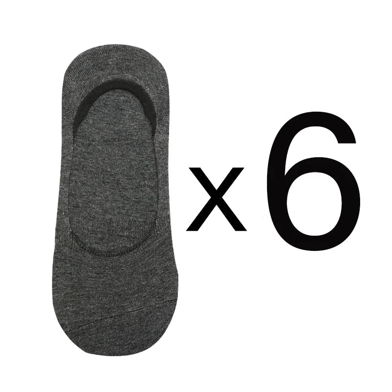 6 Pairs/Lot Men's Bamboo Breathable Invisible Socks Low Cut Casual Cotton Boat Non-Slip No Show High Quality Sock EVERYDAY ESSENTIALS