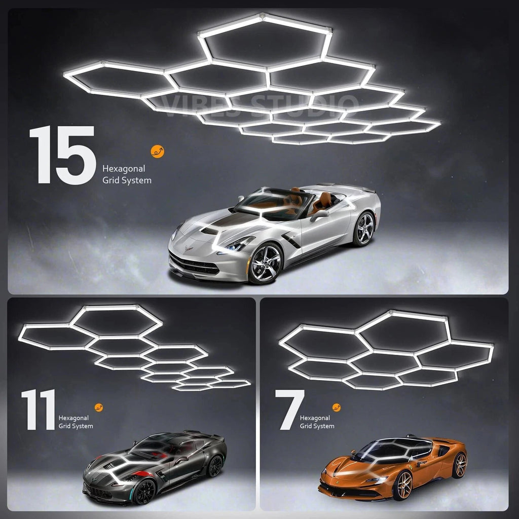 Large Size Hexagon LED Lighting for Garage Car Repair Wash Detailing Workshop Gym Barbershop Honeycomb LED Tube Ceiling Light Everyday Essentials