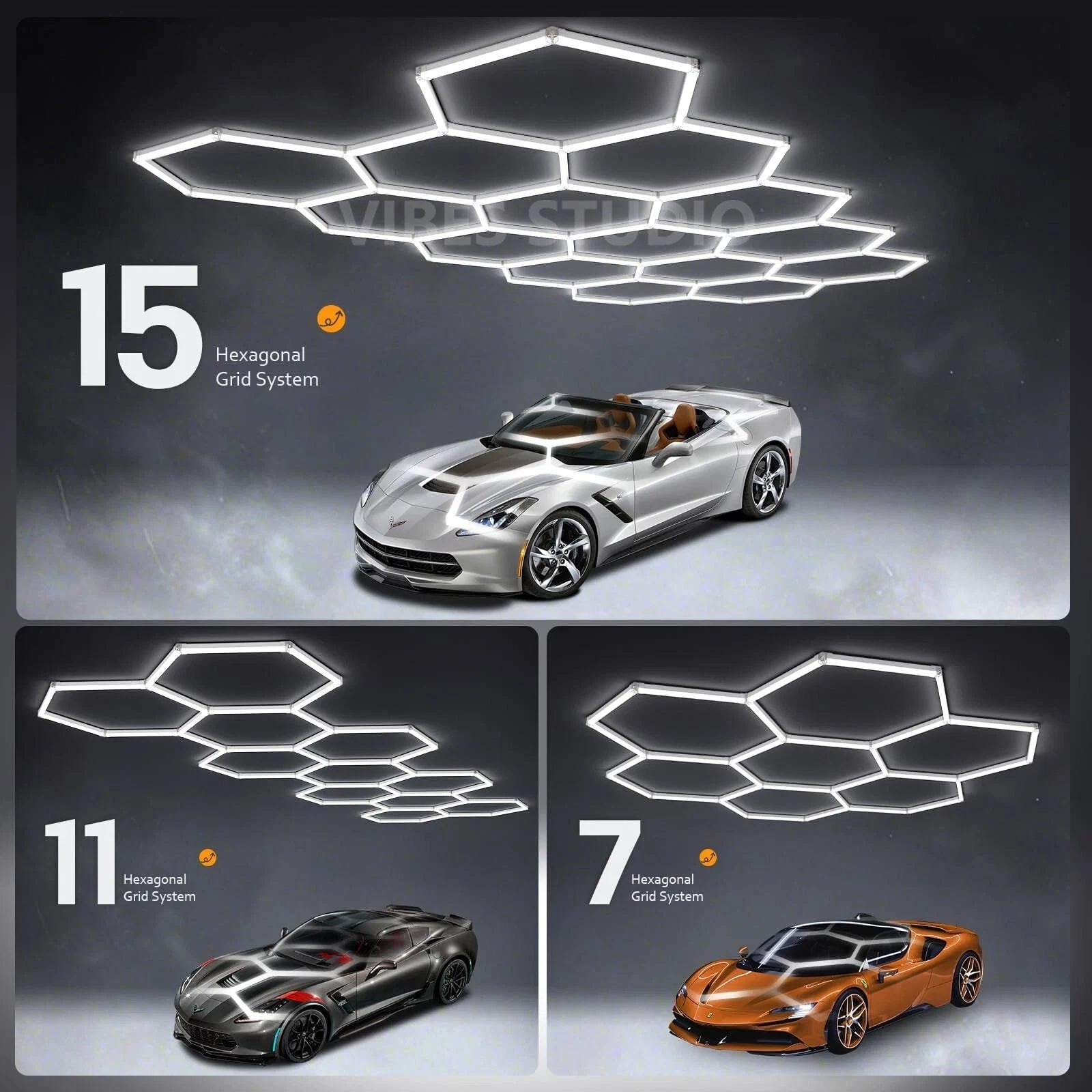 Large Size Hexagon LED Lighting for Garage Car Repair Wash Detailing Workshop Gym Barbershop Honeycomb LED Tube Ceiling Light Everyday Essentials