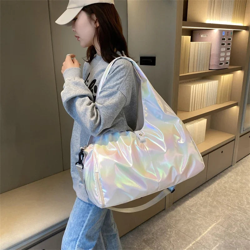 Fashion Multi-function Gym Travel Shine Cotton Portable Shoulder Handbags Women Bags Big Capacity Handbag With Large Pocket Everyday Essentials