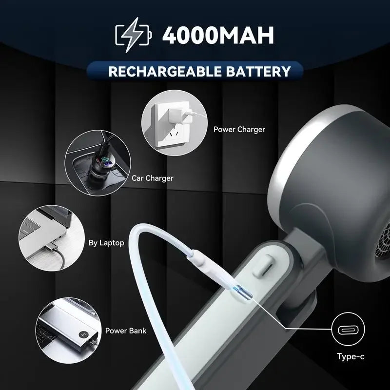 3-in-1 Fan, 5-speed, 3600mAh Rechargeable Lithium Battery, USB Charging, Travel Mini Fan Everyday Essentials