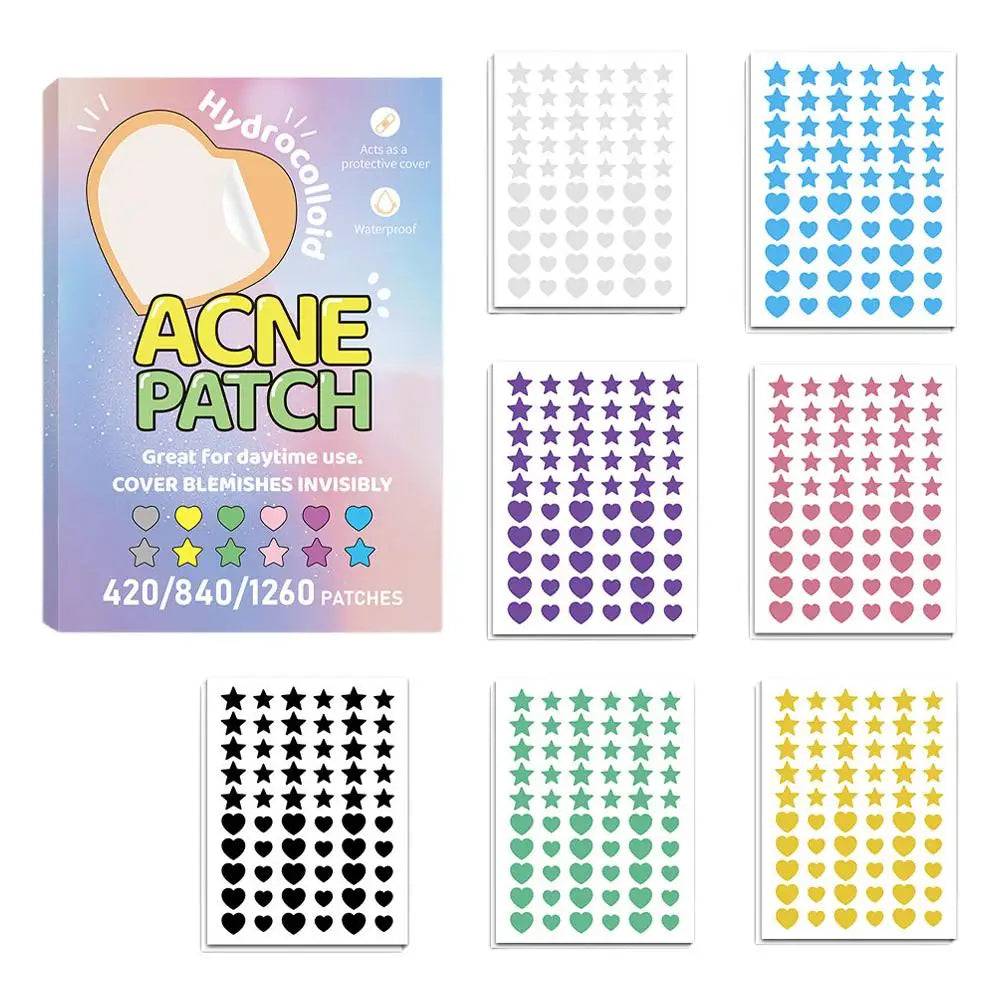 420-1260PC New Colorful Pimple Patch Acne Patches Cute Star Shaped Acne Treatment Stickers Covering Zits Blemishes EVERYDAY ESSENTIALS